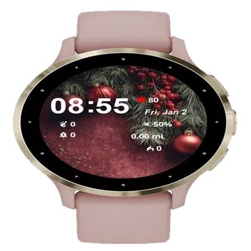 Fir Branches Red Garmin watch face preview