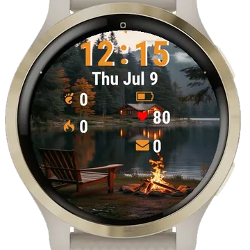 Fire Burning Grass By Water Garmin watch face preview