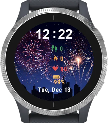 Fire Works Garmin watch face preview