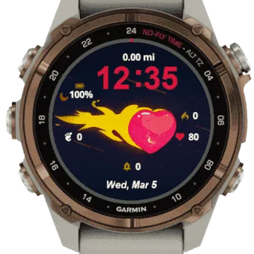 Flame Heart Animation Garmin watch face preview