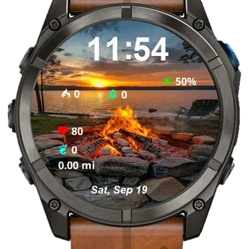 Flames Rocks Front Water Garmin watch face preview