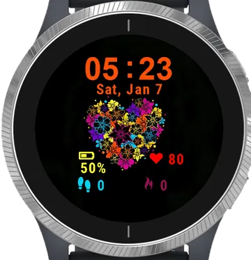 Floral Heart Garmin watch face preview