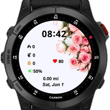 Floral Pink Roses Garmin watch face preview
