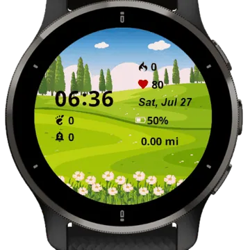 Flower Field Garmin watch face preview
