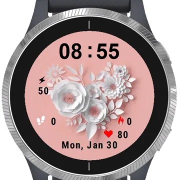 Flower Heart Garmin watch face preview