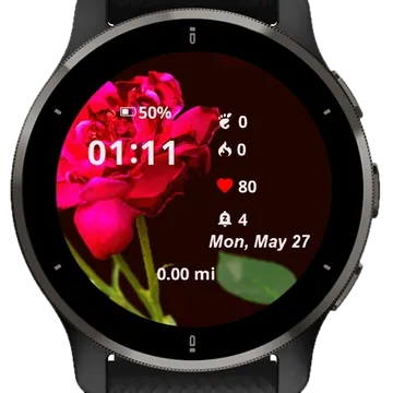 Flower Pink Rose Garmin watch face preview