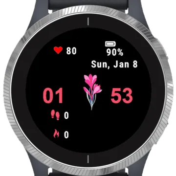 Flower Pink Garmin watch face preview