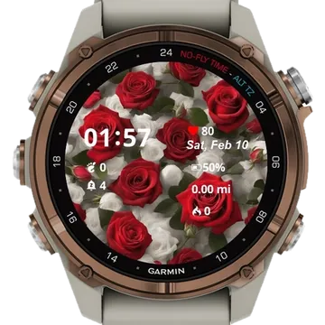 Flower Red Roses Garmin watch face preview