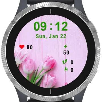 Flower Tulips Garmin watch face preview
