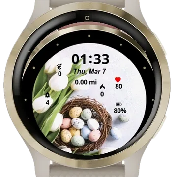 Flowers and Eggs Garmin watch face preview