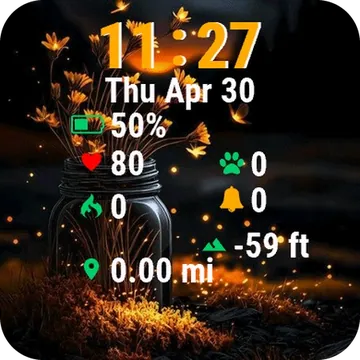 Flowers Butterflies Night Garmin watch face preview