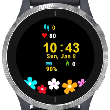 Flowers Multicolor Garmin watch face preview
