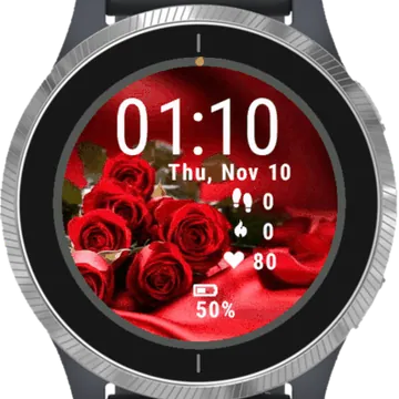 Flowers Red Romantic Silk Garmin watch face preview