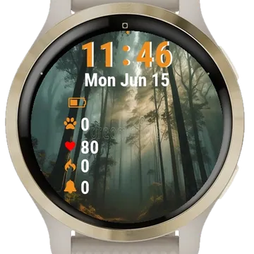 Foggy Forest Tall Trees Garmin watch face preview