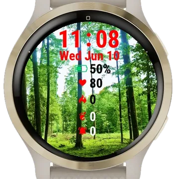 Forest Filled Lots Green Trees Garmin watch face preview