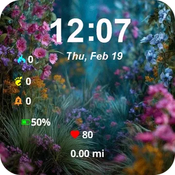 Forest Flowers Plants Garmin watch face preview