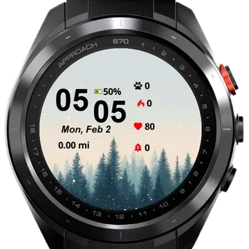 Forest Snow Trees Garmin watch face preview