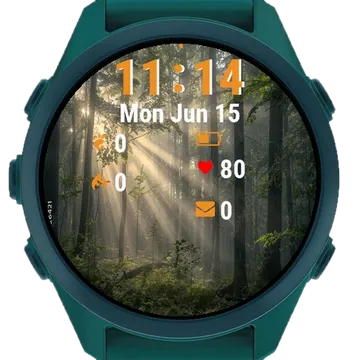 Forest Sunbeams Shining Garmin watch face preview