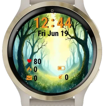 Forest Trees Flowers Garmin watch face preview