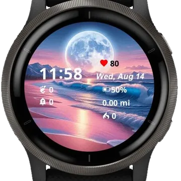 Full Moon In the Beach Garmin watch face preview