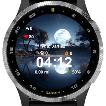 Full Moon Over Lake Garmin watch face preview