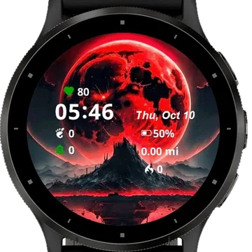 Full Moon Red Garmin watch face preview