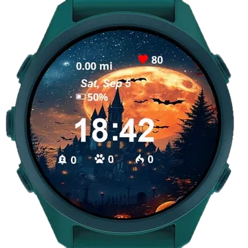 Full Moon Seen Over Castle Garmin watch face preview