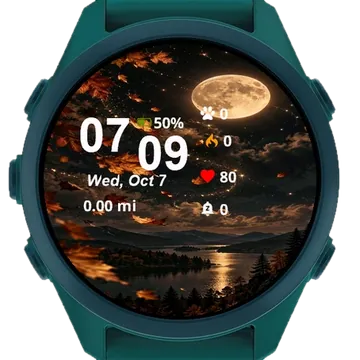 Full Moon Shining Over Water Garmin watch face preview