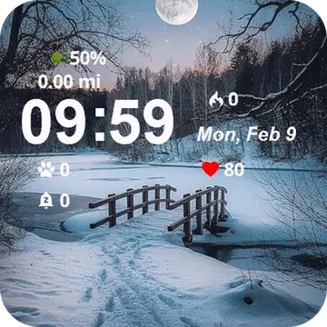 Full Moon Wooden Bridge Garmin watch face preview