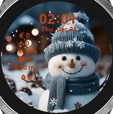 Funny Snowman Garmin watch face preview