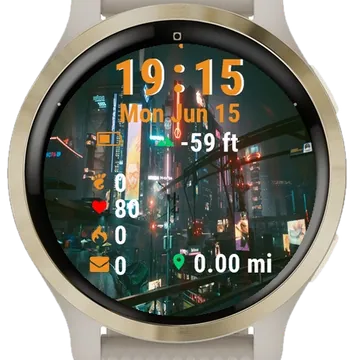 Futuristic City Night Garmin watch face preview