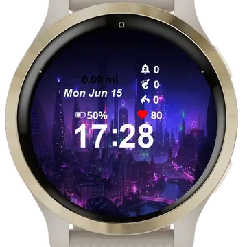 Futuristic City Night Garmin watch face preview