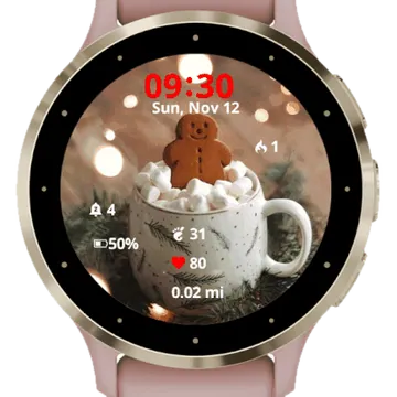 Gingerbread man Garmin watch face preview