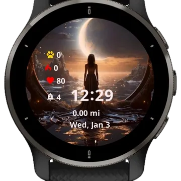Girl Looking at the Moon Garmin watch face preview