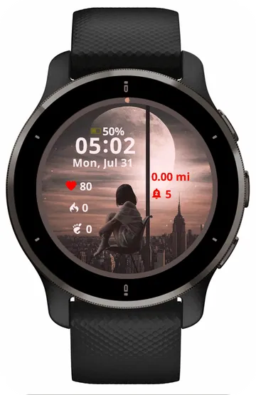 Girl Looking Pigeon Garmin watch face preview