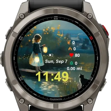 Girl Lost Cat Garmin watch face preview