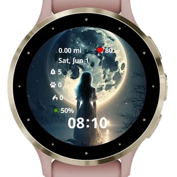 Girl Moon View Garmin watch face preview