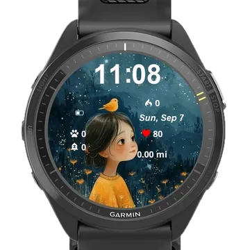 Girl with a Bird Garmin watch face preview