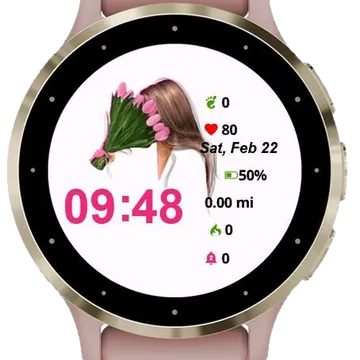 Girl with Tulips Garmin watch face preview