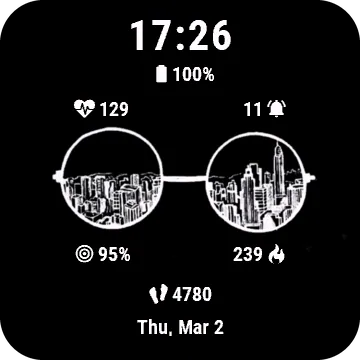 Glasses Garmin watch face preview