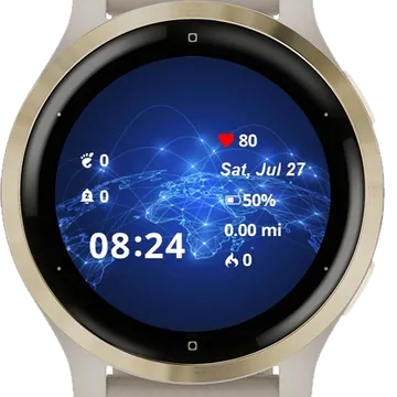 Globe Connected Garmin watch face preview