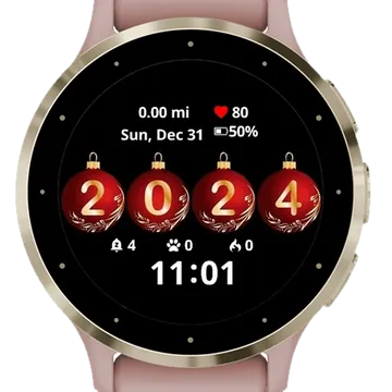 Globes new year 2024 Garmin watch face preview