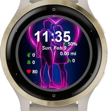 Glowing Hearts Garmin watch face preview