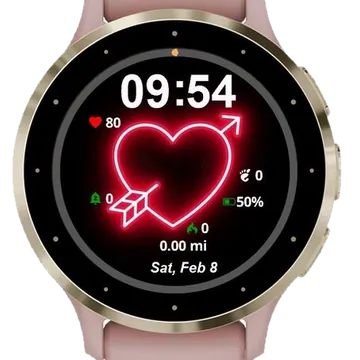 Glowing Love Garmin watch face preview