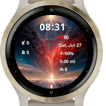 Glowing Symbol Sun is visible dark Garmin watch face preview