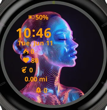 Glowing Woman Garmin watch face preview