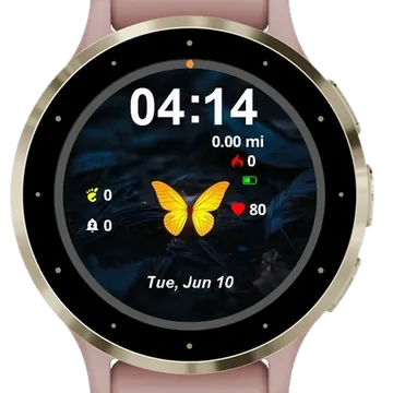 Gold Butterfly Garmin watch face preview