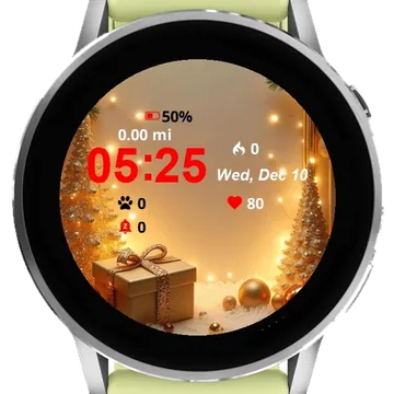 Gold Christmas Garmin watch face preview