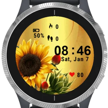 Gold Flower Garmin watch face preview