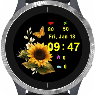 Gold Flower Garmin watch face preview